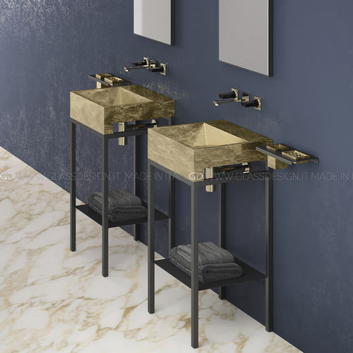 Gabinete de banheiro de piso - ELLE PLUS - GLASS DESIGN Srl - metálico / em VetroFreddo® / contemporâneo
