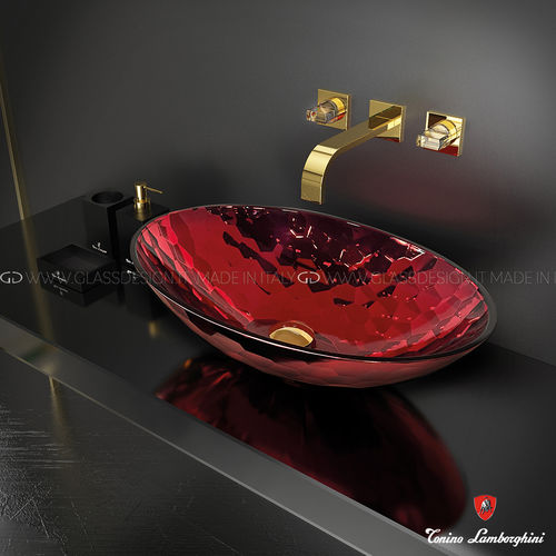 Cuba de apoio - ALLURE OVAL XL  - GLASS DESIGN Srl - em cristal / oval / sem furos