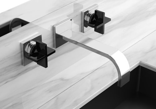 Misturador bicomando para lavatório - REGENTS KING SMALL crystal handles BLACK - GLASS DESIGN Srl - de parede / em cristal / para banheiro