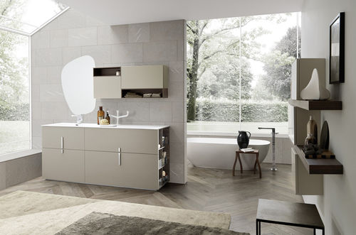 Banheiro contemporâneo - COMPOSIZIONE 001 - AZZURRA ARREDOBAGNO - em cerâmica / em madeira / em laminado melamínico