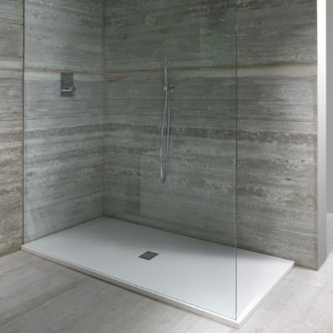 Piso de box retangular - PTTOFLAT 05 - CASA BATH - em mármore / com canal de escoamento