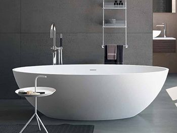 Banheira oval - GV61 - HIDRA - freestanding / para residência / em Solid Surface