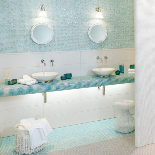 Pastilhas em grés porcelanato - LOOP : LIGHT AQUA BLUE - JASBA MOSAIK - 3D / para cozinha / para banheiro