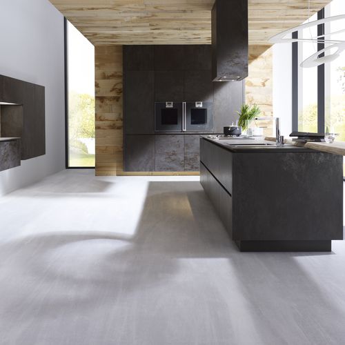 Tampo de bancada em cerâmica - OXIDE - LAMINAM - para cozinha / cinza / preto