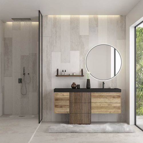 Gabinete de banheiro suspenso - LIFE 02 - LEGNOBAGNO - de piso / em castanheiro / contemporâneo
