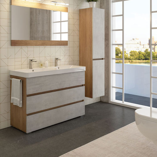 Gabinete de banheiro duplo - SOHO S35 - LEGNOBAGNO - de piso / em madeira / em cerâmica