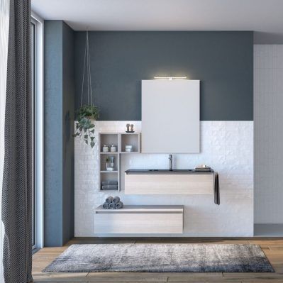 Gabinete de banheiro suspenso - URBAN COMPONIBILE 03 - LEGNOBAGNO - em vidro / contemporâneo / sem portas