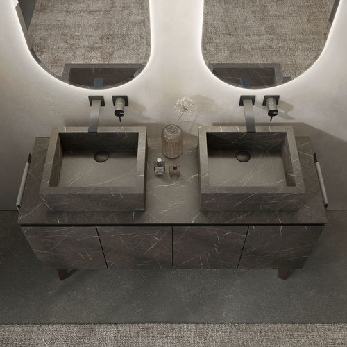 Gabinete de banheiro duplo - FL02 - LEGNOBAGNO - de piso / em HPL / contemporâneo