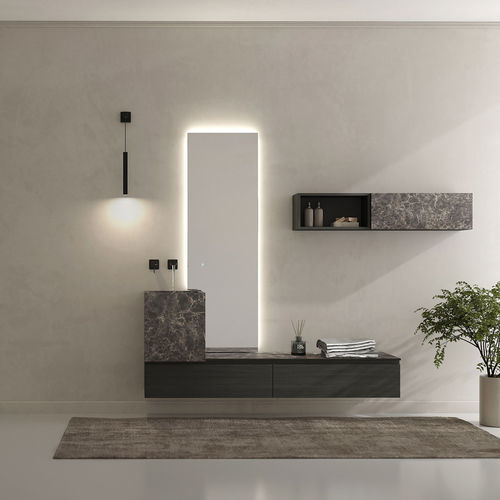 Gabinete de banheiro suspenso - FL10 - LEGNOBAGNO - em HPL / contemporâneo / com porta