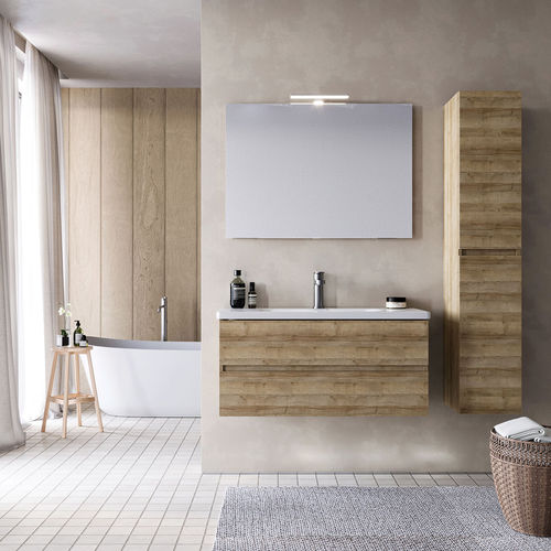 Gabinete de banheiro suspenso - SOFT 05 - LEGNOBAGNO - em carvalho / em cerâmica / contemporâneo