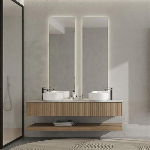 Gabinete de banheiro duplo - RT13 Canneted - LEGNOBAGNO - suspenso / em carvalho / em HPL