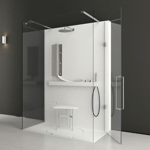 Cabine de banho em vidro - LIFE - MAKRO - com porta de abrir / retangular