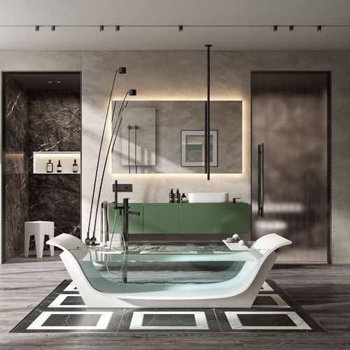 Banheira freestanding - CHAISE LONGUE VITRE - MOMA DESIGN - para residência / em Corian® / em vidro