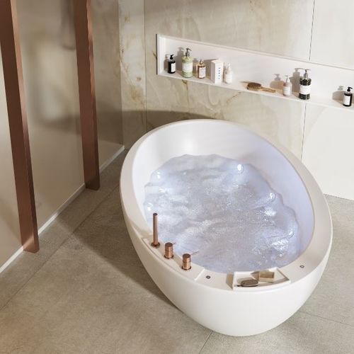 Banheira oval - ELITECHNIC - MOMA DESIGN - freestanding / para residência / em Solid Surface