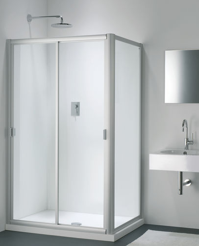 Cabine de banho em vidro - NC + WC - PROVEX - em alumínio / com portas de correr / camarão