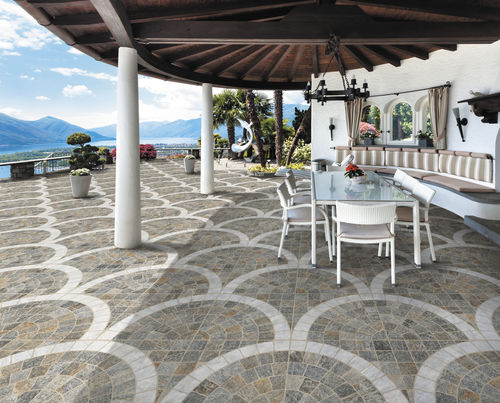 Placas de revestimento em grés porcelanato - MULTICOLOR ARCO BIANCO H20 - Ceramica Rondine - polida / estruturada / para ambiente externo