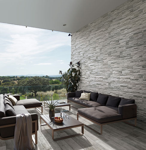 Placas de revestimento efeito de pedra aparente - PAVE' WALL WOOD - SICHENIA GRUPPO CERAMICHE - em grés porcelanato / texturizada / estruturada