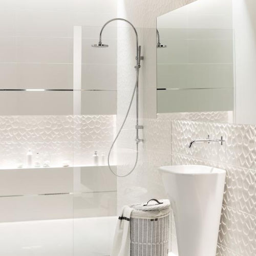 Placas de revestimento em grés porcelanato - ALL IN WHITE - TUBADZIN - fosca / para banheiro / de parede