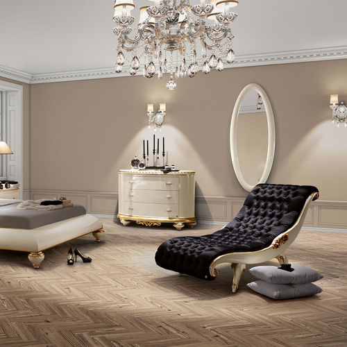 Chaise longue Chesterfield - Venezia - Jetclass - em tecido / em couro / em madeira laqueada