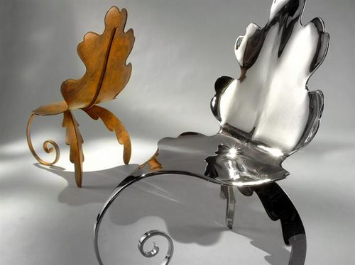 Cadeira de design orgânico - OAK LEAF - VILLIERS - para ambiente interno / metálica / da linha residencial
