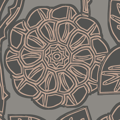 Papel de parede contemporâneo - ASTER - Hooked on Walls - floral / efeito de tecido / cinza