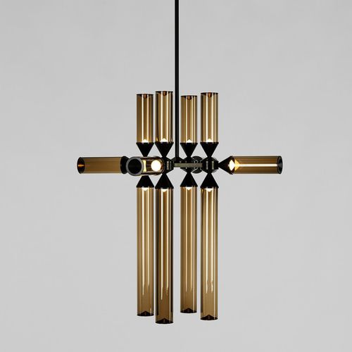 Lustre contemporâneo - CASTLE 12-02 - Roll & Hill - em vidro / em alumínio / da linha comercial