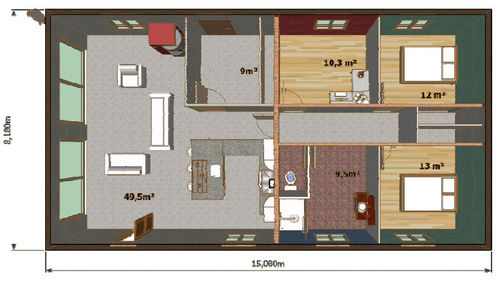 Casa modelo - LA SAFIRA - PBM BLOC - Global Green System - ecológica / passiva / contemporânea