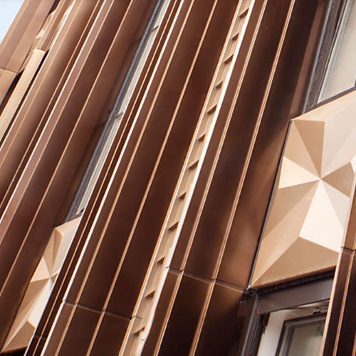 Placa de revestimento aparente em alumínio - DURANIZE BRONZE VIBRATION - POHL Metal Systems GmbH - para ambiente externo / contemporânea / polida