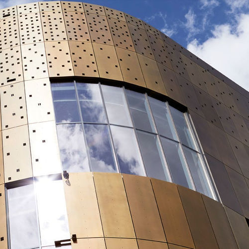 Placa de revestimento aparente em latão - BRONZE HAIRLINE NATURAL  - POHL Metal Systems GmbH - para fachada / contemporânea / polida