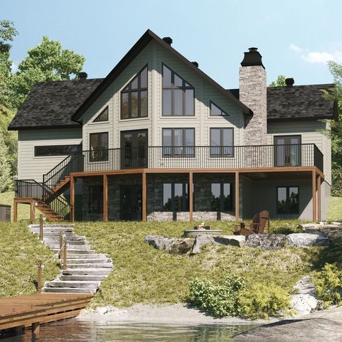 Casa em madeira empilhada - Raleigh - TIMBER BLOCK  - moderna / de 2 andares / com varanda