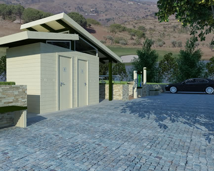 Banheiro público modelo quiosque - CARMO - em madeira