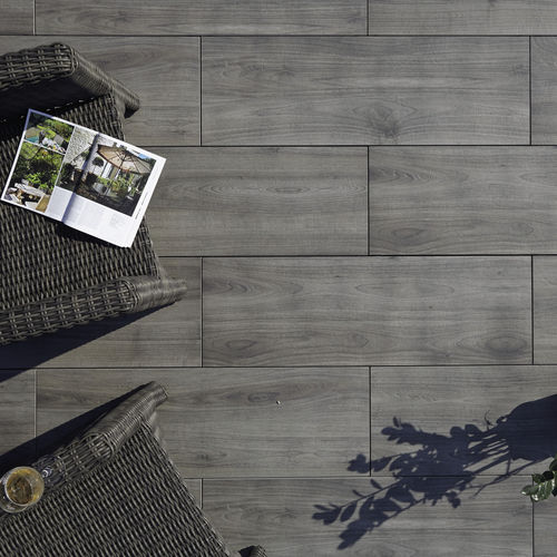 Placas de revestimento em grés porcelanato - OUTDOOR WOOD 2 cm - HARENA HOLZ GRIGIO - GRANULATI ZANDOBBIO SPA - para ambiente externo / de piso / retangular