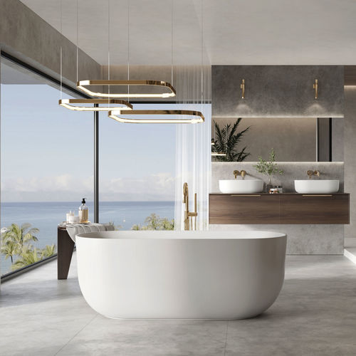 Banheira oval - MARIN - BALTECO AS - freestanding / para residência / em Solid Surface