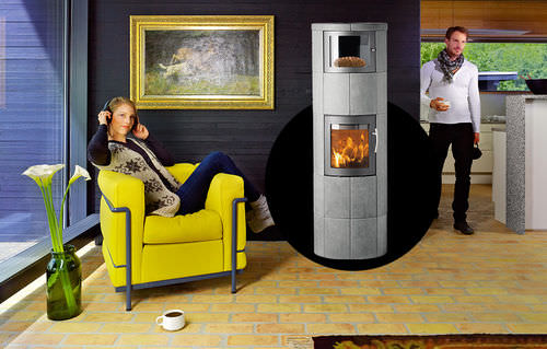 Salamandra a lenha - M4/M9 - LOTUS Heating Systems A/S - contemporânea / em esteatita / com forno