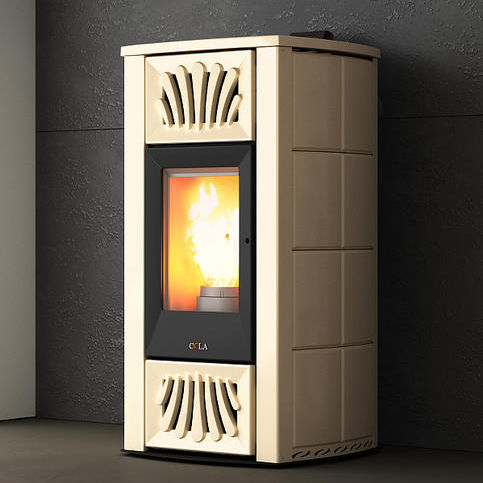 Salamandra a pellets - FOCUS HR DUCTABLE - COLA GF WÄRMETECHNIK - 0–5 kW / 10 kW–20 kW / contemporânea