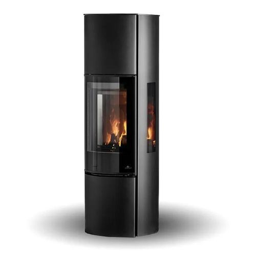 Salamandra a lenha - COZY MODERN HIGH SIDEGLASS - Jydepejsen A/S - de parede / com 3 faces / contemporânea