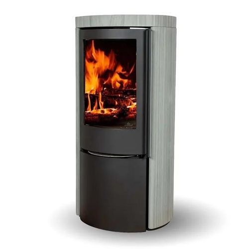Salamandra a lenha - COZY MODERN GREY WOOD SANDSTONE - Jydepejsen A/S - de instalação livre / contemporânea / em esteatita
