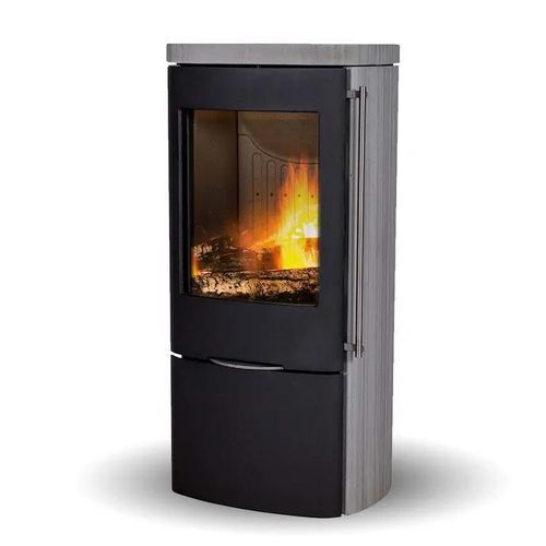 Salamandra a lenha - SENZA GREY WOOD SANDSTONE - Jydepejsen A/S - de instalação livre / contemporânea / em aço