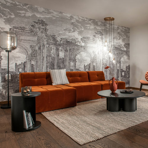 Sofá modular - BRESCIA L - EUROFASHION HOMETEXTILES & CONCEPTS - contemporâneo / em tecido / acobreado