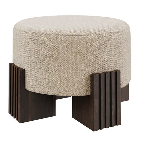 Puff contemporâneo - CLARK - EUROFASHION HOMETEXTILES & CONCEPTS - em tecido / em faia / redondo