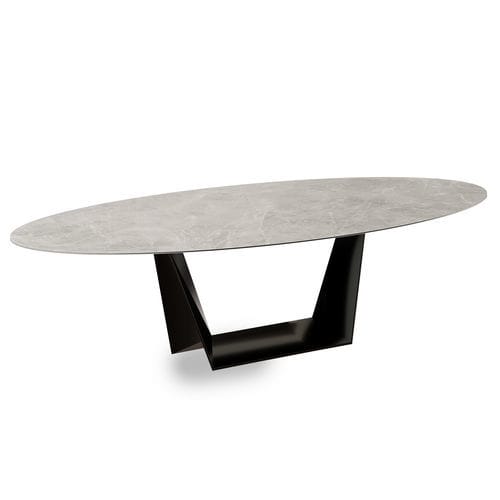 Mesa de jantar contemporânea - AMMAN - EUROFASHION HOMETEXTILES & CONCEPTS - em vidro / em cerâmica / com base metálica