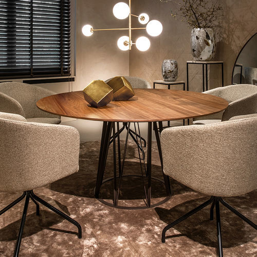 Mesa contemporânea - BOSTON - EUROFASHION HOMETEXTILES & CONCEPTS - em MDF / com base em ferro / redonda