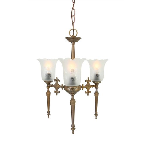 Lustre clássico - ALLEN  - Mullan Lighting - em vidro / em latão polido / para 3 lâmpadas