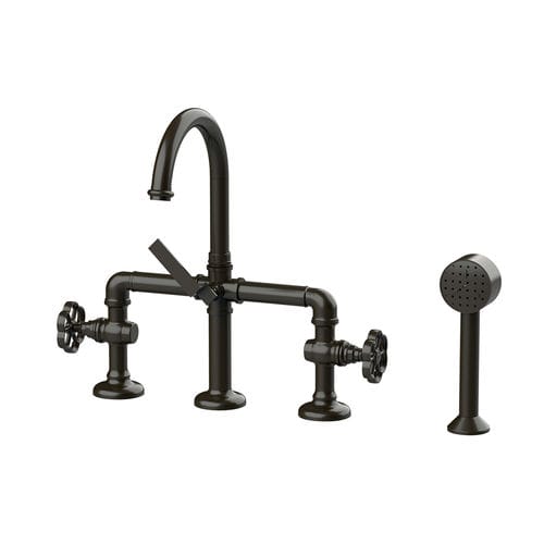 Misturador bicomando de bancada - RL10RAL - BLEU PROVENCE - em latão / para cozinha / 4 furos