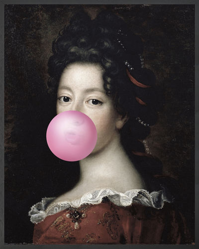 Gravura impressa em tela - BUBBLEGUM PORTRAIT -1 - Mineheart - de grande formato / retrato