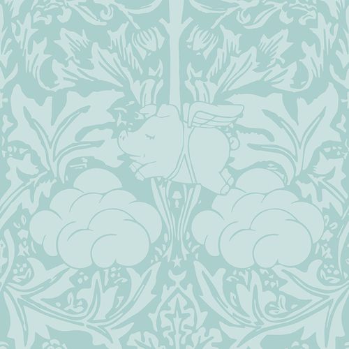 Papel de parede barroco - MORRIS DREAM - MINTY EGG BLUE - Mineheart - em tecido não tecido / floral / efeito de tecido