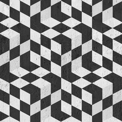 Papel de parede clássico - BLACK OPTICAL CUBES - Mineheart - em tecido não tecido / estampado / preto