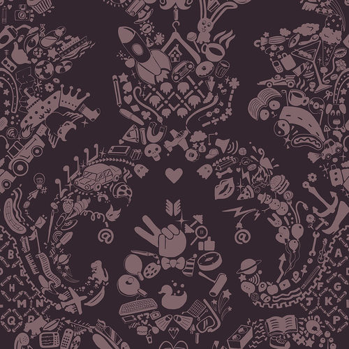Papel de parede design - NEW WORLD DAMASK - PINK &amp; PINK - Mineheart - em tecido não tecido / estampado / efeito de tecido
