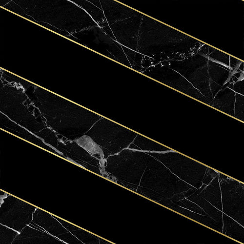 Papel de parede contemporâneo - DIAGONAL MARBLE - BLACK - Mineheart - em tecido não tecido / listrado / efeito de mármore