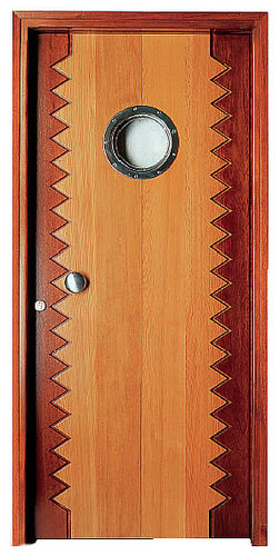 Porta interna - MARINE - interSCALA - em madeira / de abrir / com visor